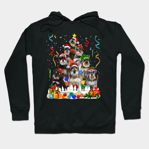 Funny Miniature Schnauzer Dog Christmas Tree Hoodie by eldridgejacqueline